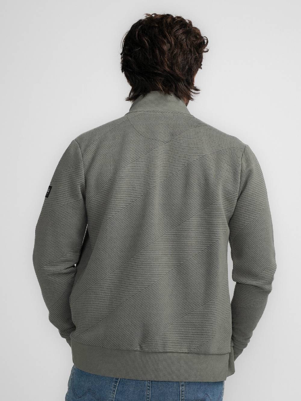 Petrol M-3040-SWC315 Men Sweater Collar Zip (6165 Dark Sage) Im Verkauf