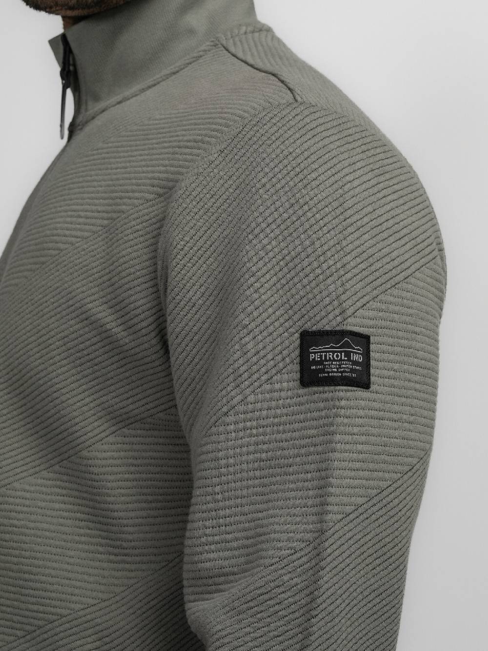 Petrol M-3040-SWC315 Men Sweater Collar Zip (6165 Dark Sage) Im Verkauf
