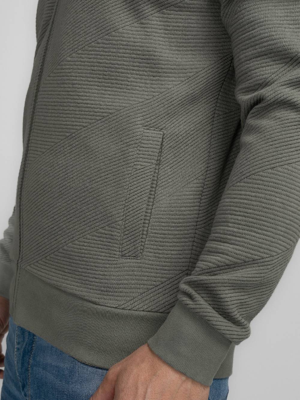 Petrol M-3040-SWC315 Men Sweater Collar Zip (6165 Dark Sage) Im Verkauf