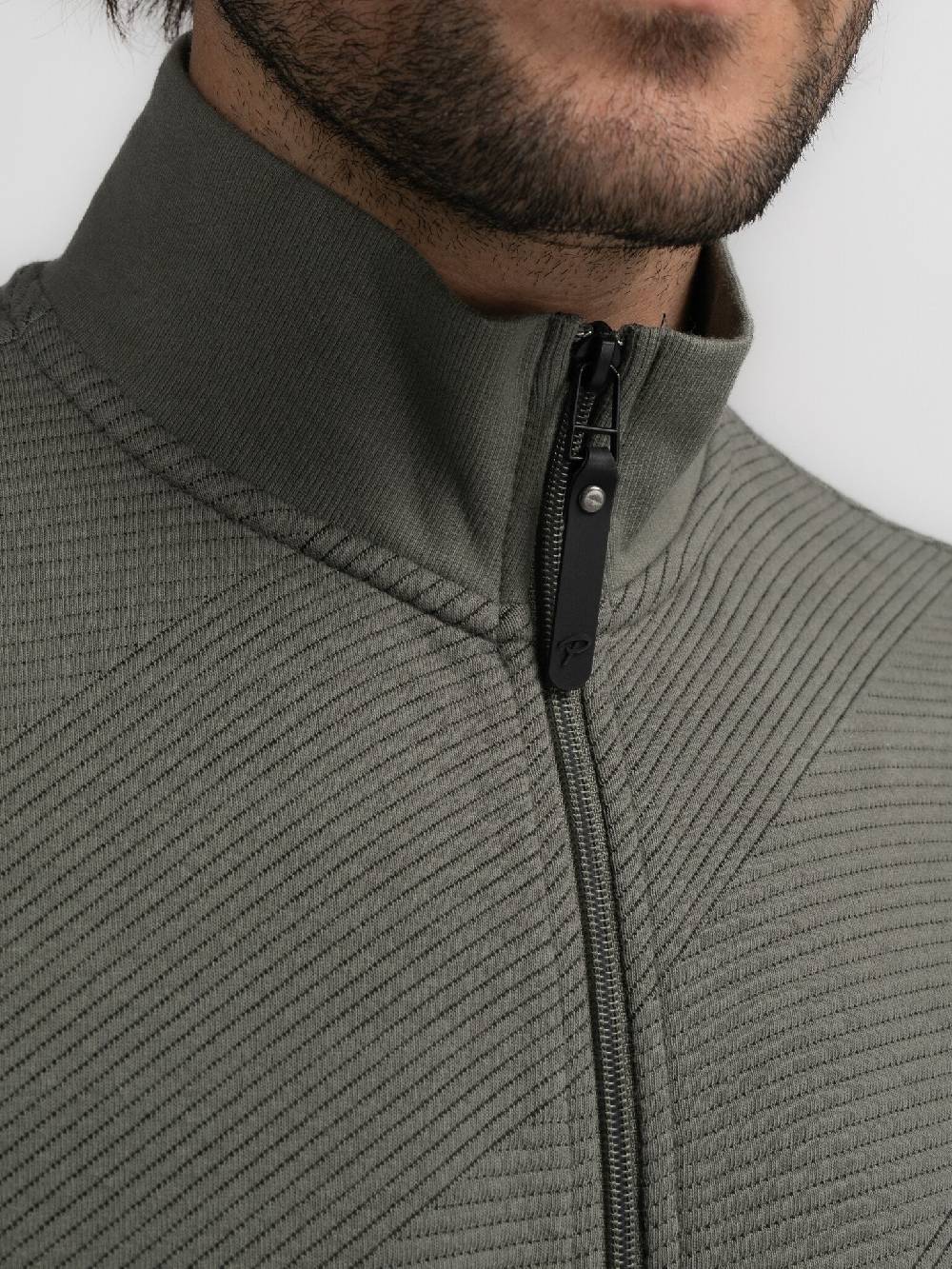 Petrol M-3040-SWC315 Men Sweater Collar Zip (6165 Dark Sage) Im Verkauf