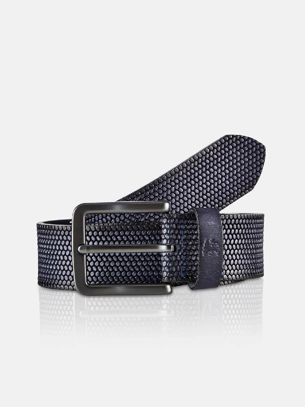 Lerros 5003009 RIEM *LEWIS* VAN BUFFELLEER MET RELIËF (485 CLASSIC NAVY) im Angebot