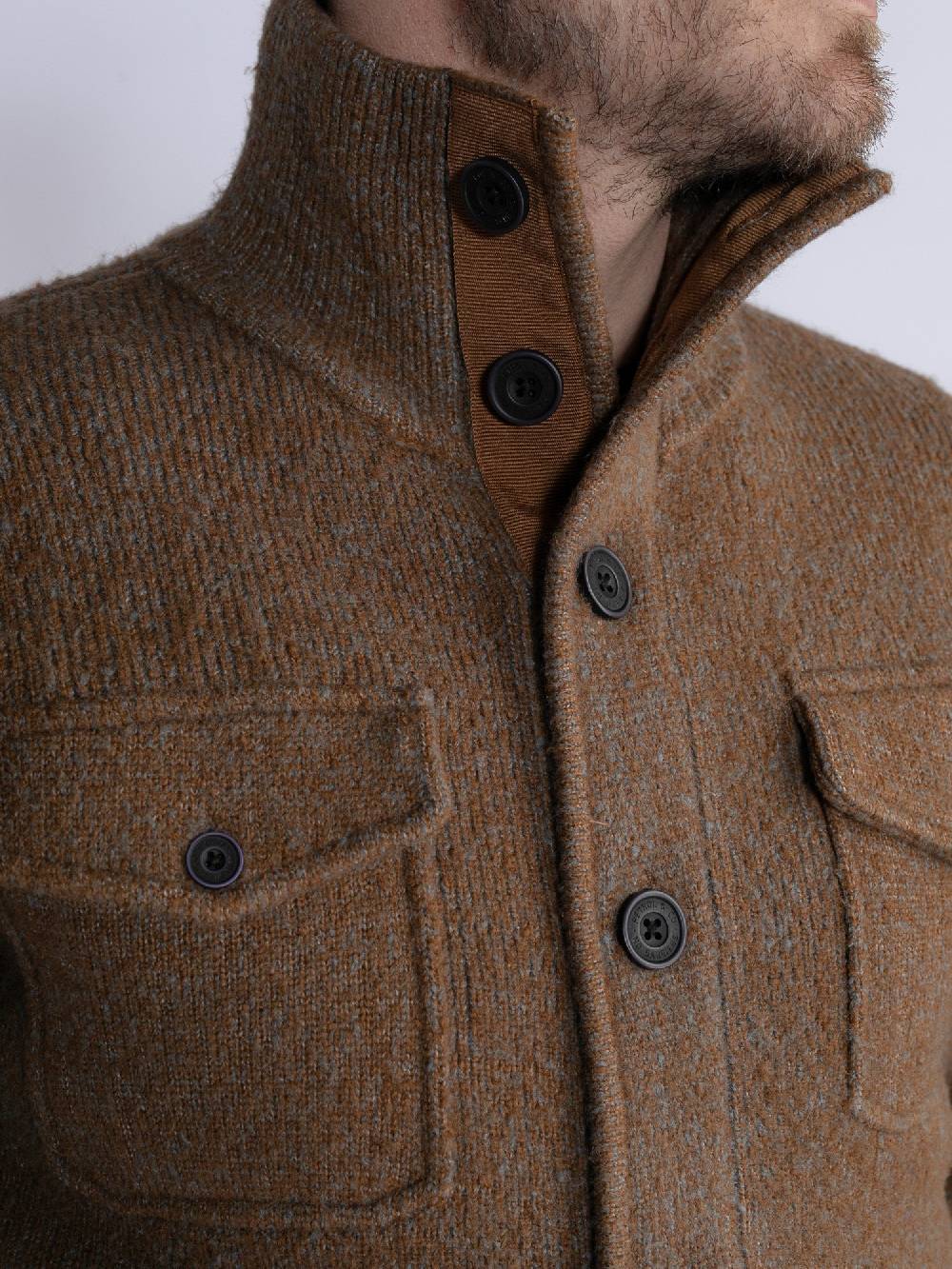 Petrol M-3030-Kwc218 - Men Knitwear Collar Cardigan (7060 Grey Truffle) Black Friday Preise