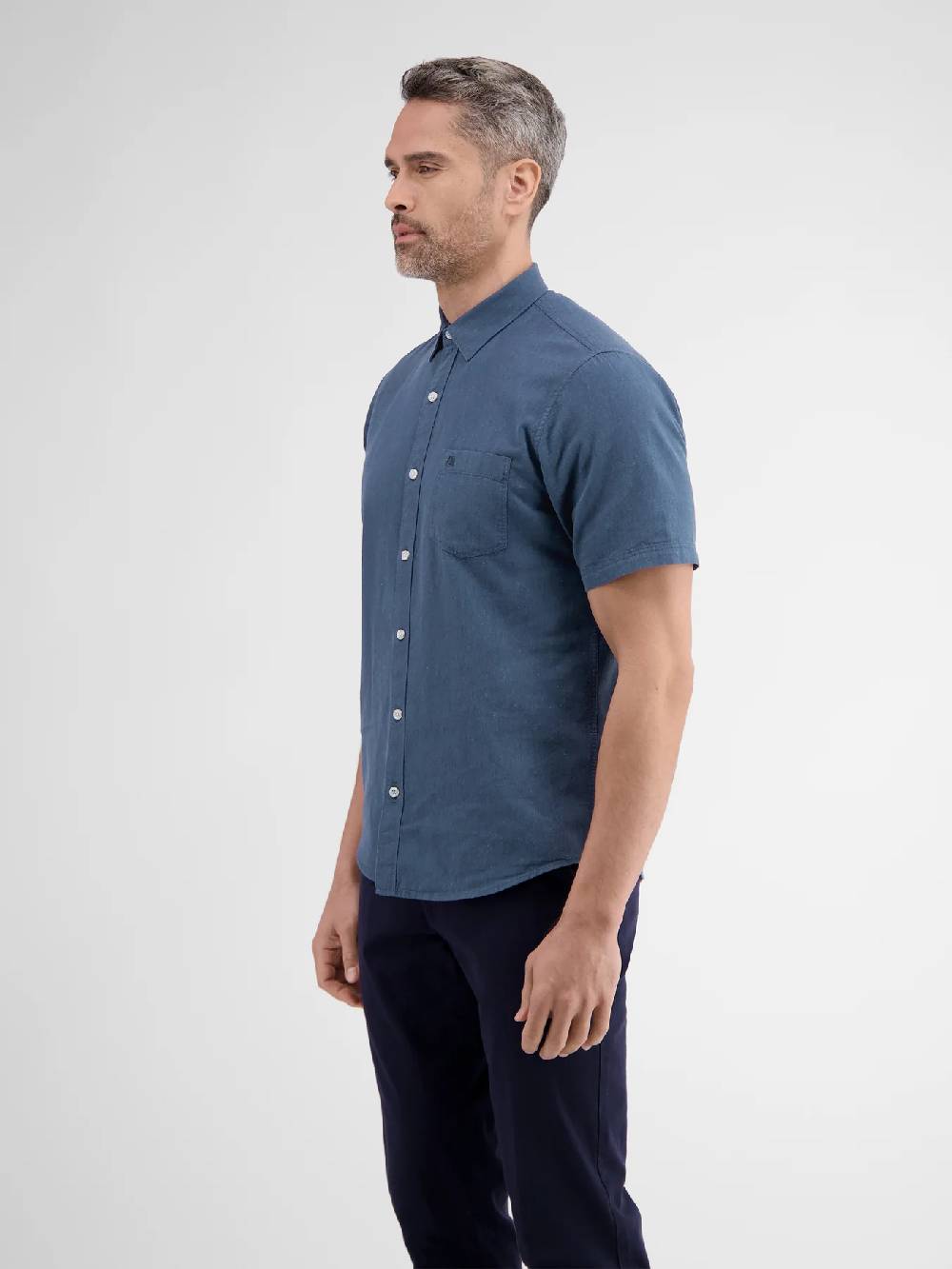 Lerros 2442010 CASUAL KATOENEN LINNEN OVERHEMD (485 CLASSIC NAVY) Großer Ausverkauf