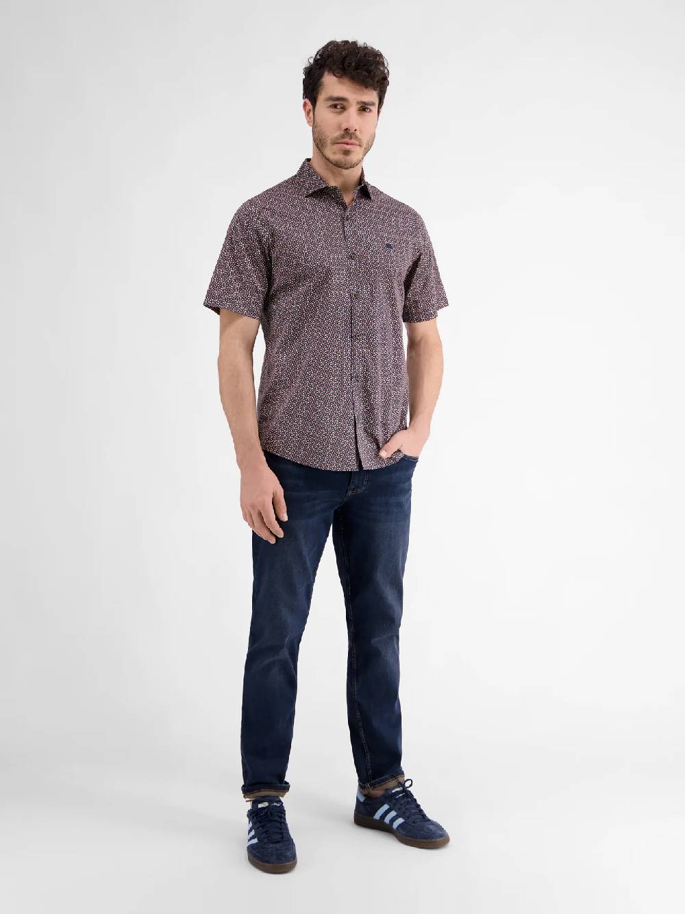 Lerros 2432303 SHIRT MET HALVE MOUW EN GEOMETRISCHE PRINT (485 CLASSIC NAVY) Kostenlose Rückgabe