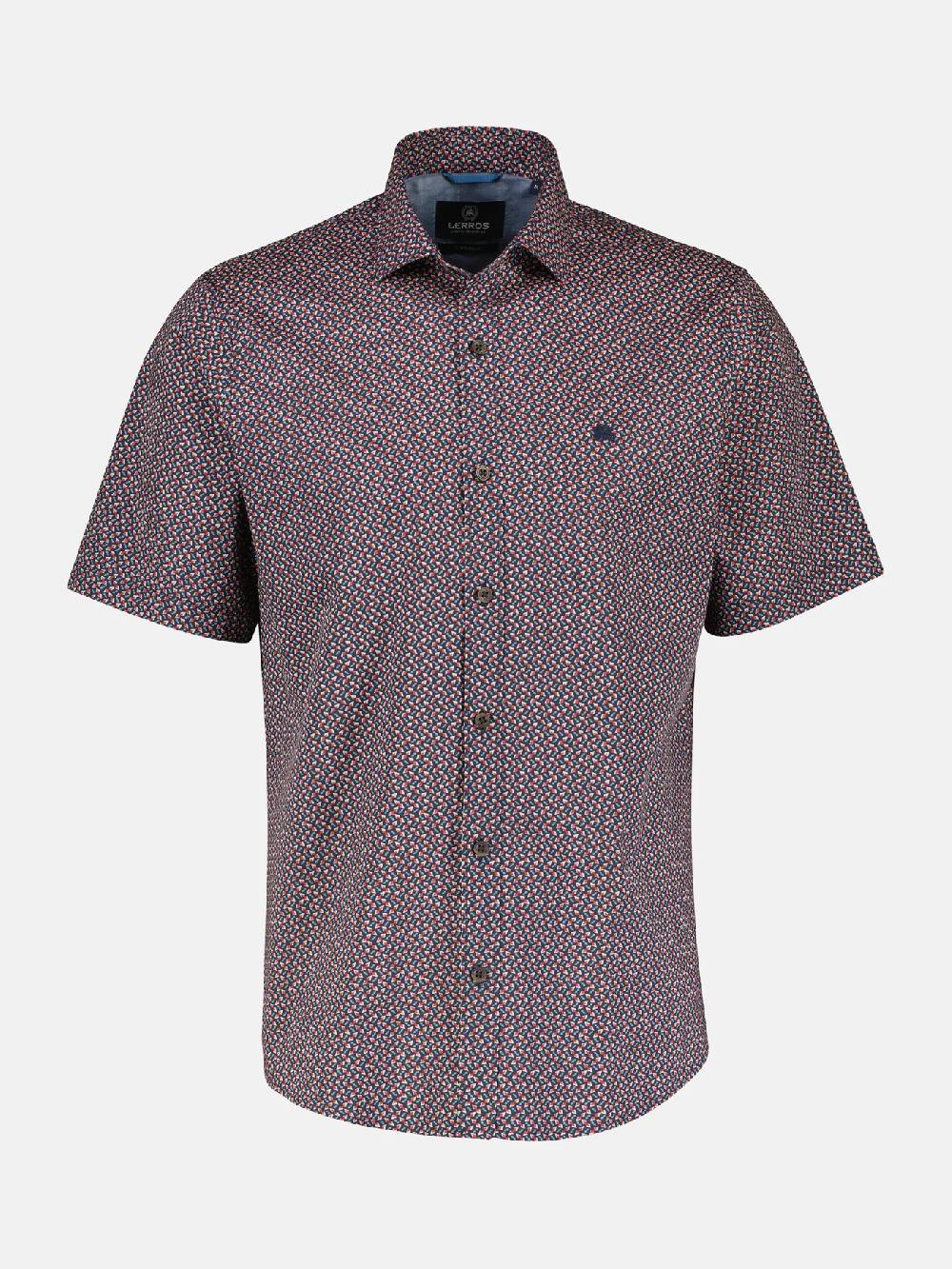 Lerros 2432303 SHIRT MET HALVE MOUW EN GEOMETRISCHE PRINT (485 CLASSIC NAVY) Kostenlose Rückgabe