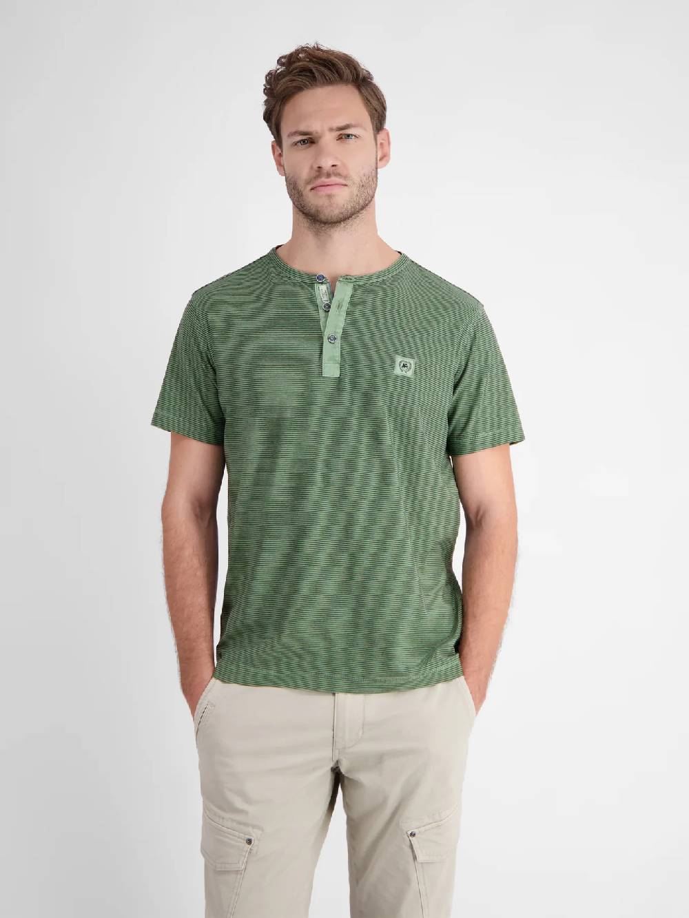 Lerros 2423910 GESTREEPT SERAFINO OVERHEMD (612 SAGE GREEN) JETZT KAUFEN