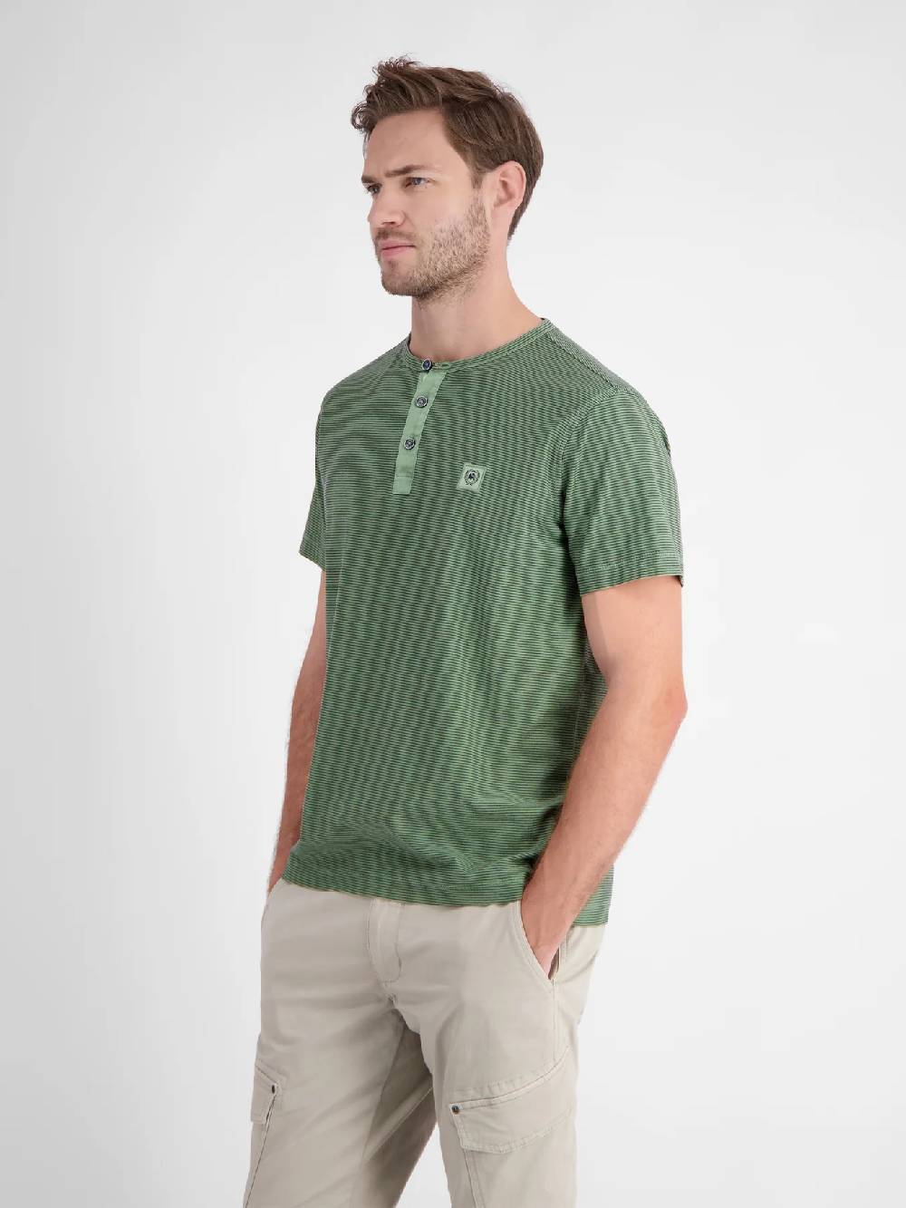 Lerros 2423910 GESTREEPT SERAFINO OVERHEMD (612 SAGE GREEN) JETZT KAUFEN