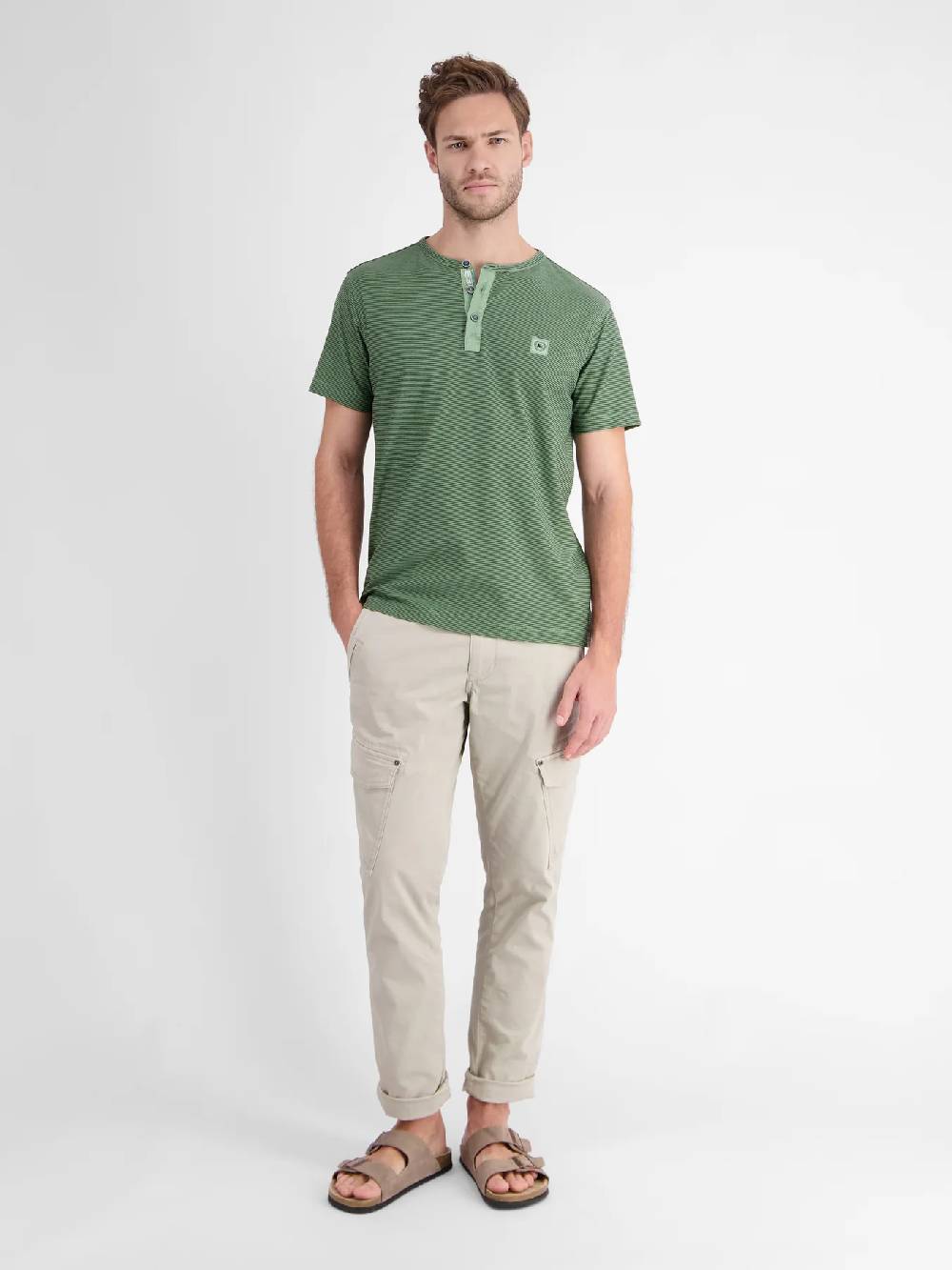 Lerros 2423910 GESTREEPT SERAFINO OVERHEMD (612 SAGE GREEN) JETZT KAUFEN