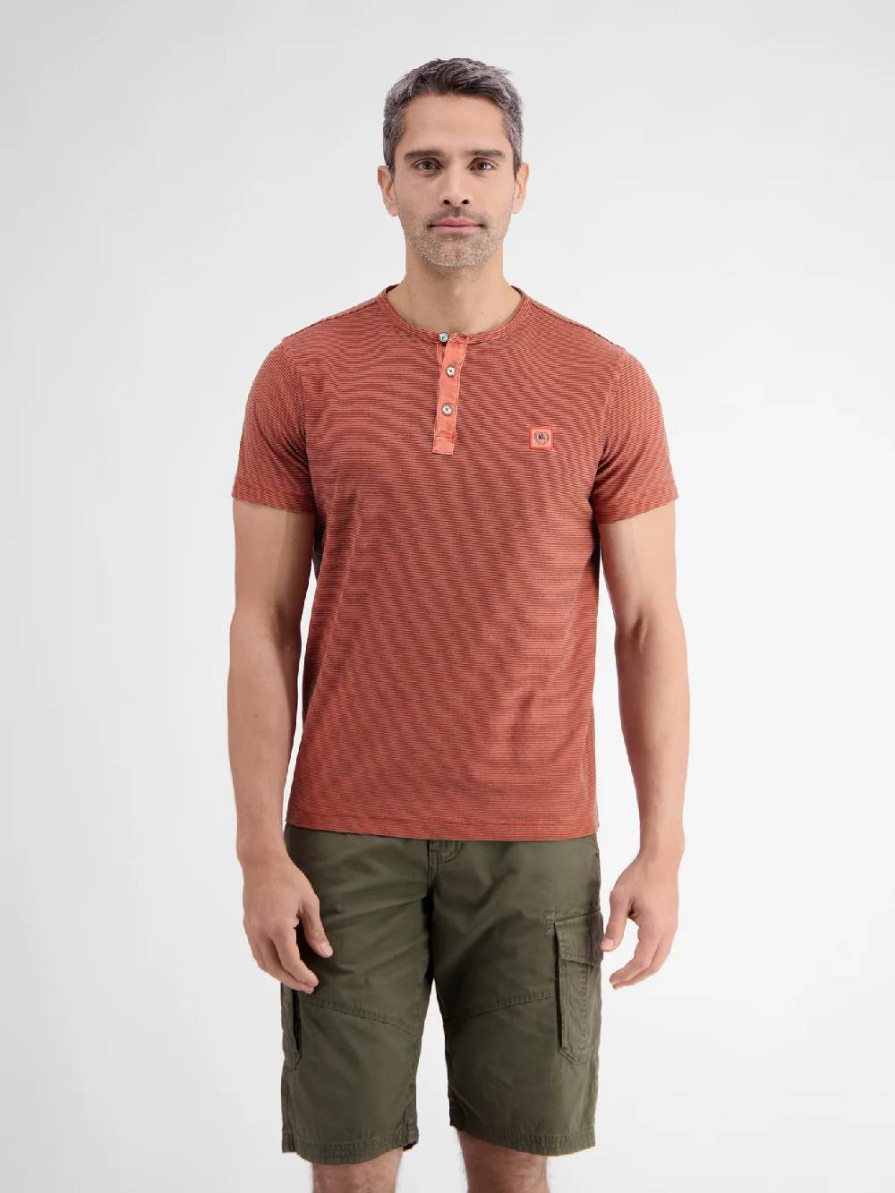 Lerros 2423910 GESTREEPT SERAFINO OVERHEMD (327 DEEP CORAL RED) Letzte 2 Tage