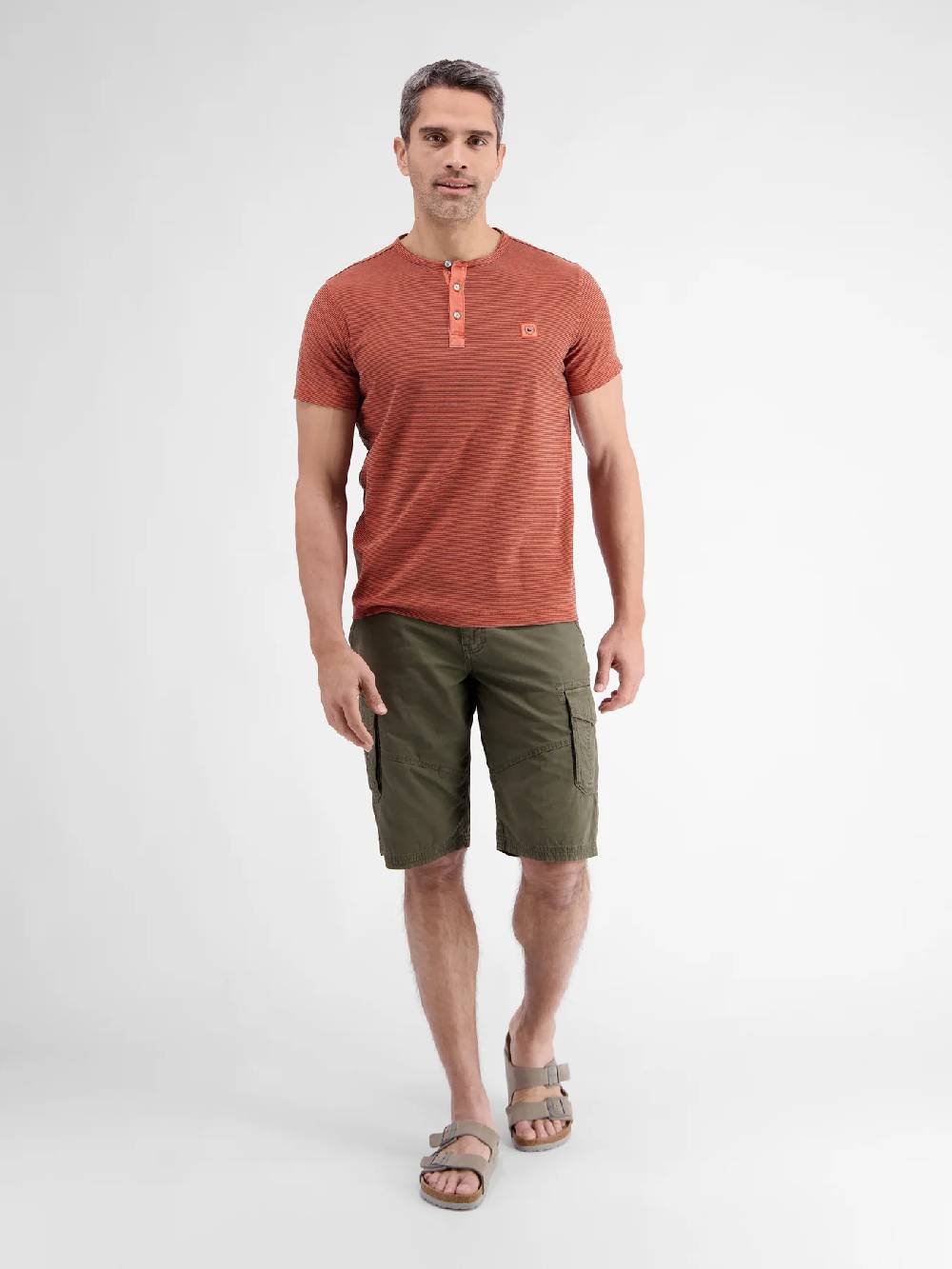 Lerros 2423910 GESTREEPT SERAFINO OVERHEMD (327 DEEP CORAL RED) Letzte 2 Tage