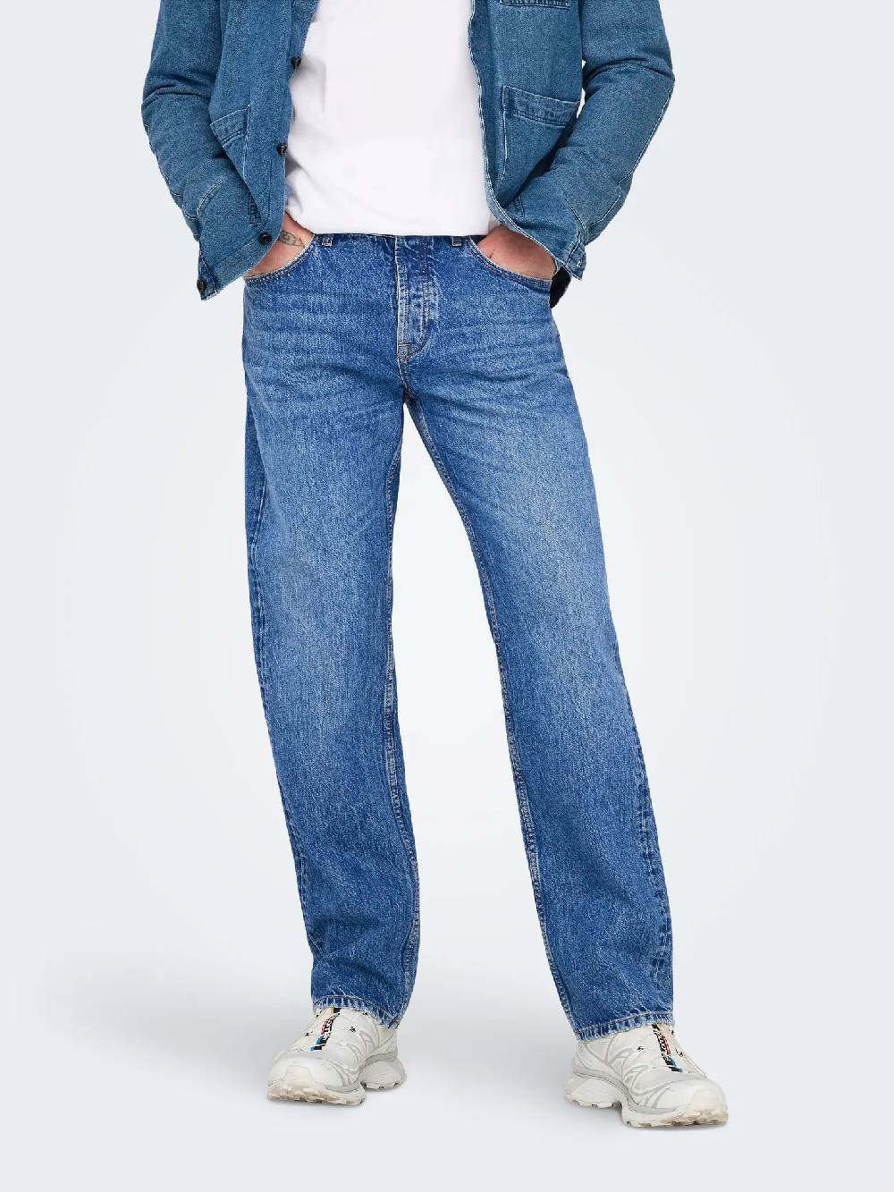 Only & Sons ONSEDGE STRAIGHT BROMO 0017 DOT DNM NOOS Dark Medium Blue Denim Letzte 2 Tage
