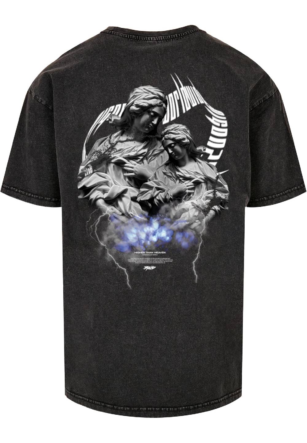 MJ Gonzales HIGHER THAN HEAVEN V.2 Acid Washed Heavy Oversize Tee Flash Sale