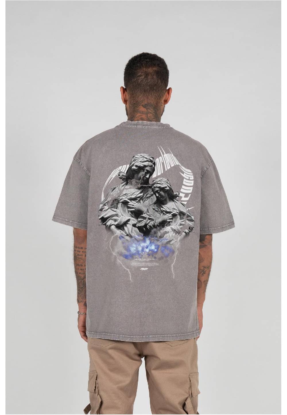 MJ Gonzales HIGHER THAN HEAVEN V.2 Acid Washed Heavy Oversize Tee Flash Sale