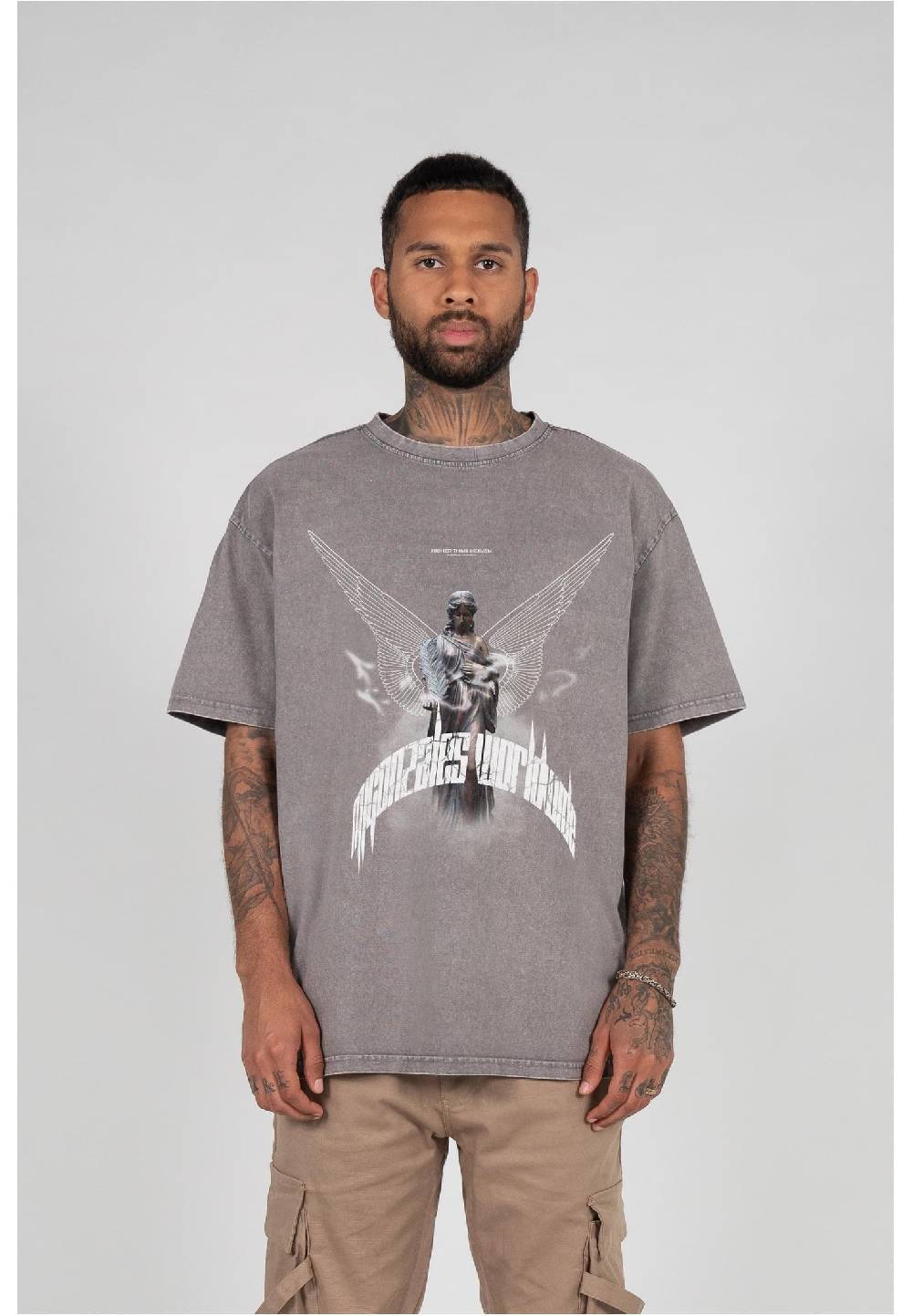 MJ Gonzales HIGHER THAN HEAVEN V.1 Acid Washed Heavy Oversize Tee Begrenztes Angebot