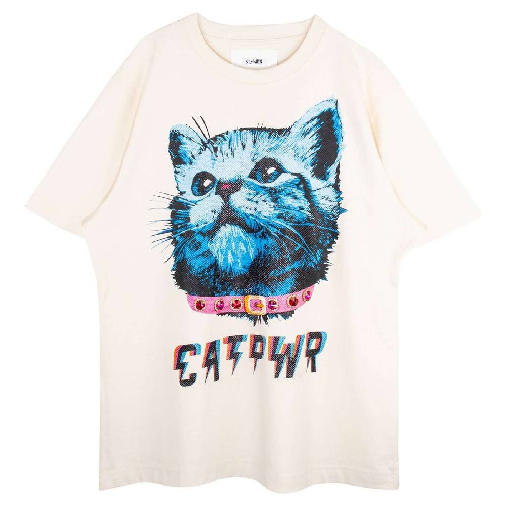 NIL+MON Oversize Tee "Cat PWR" Große Rabatte