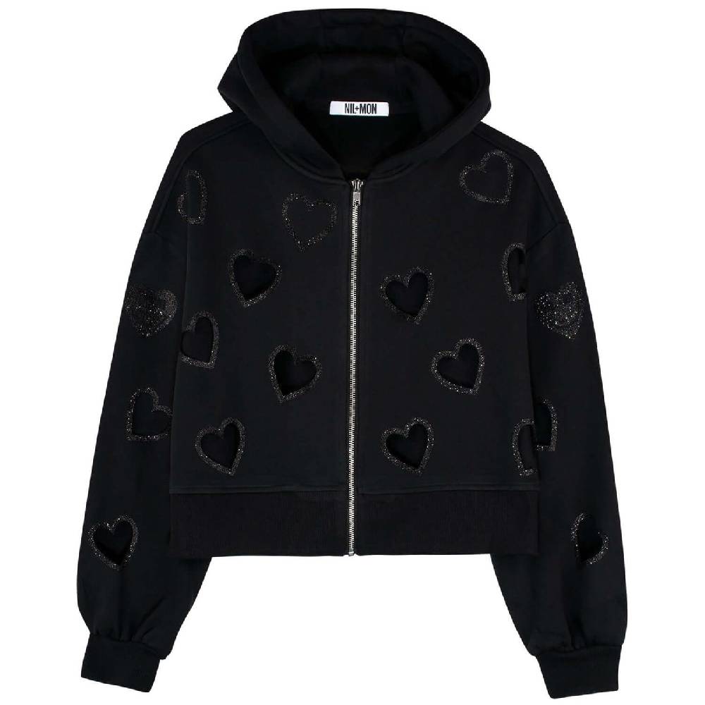 NIL+MON Crop Zip Hoodie "Flying Hearts" Top Angebot