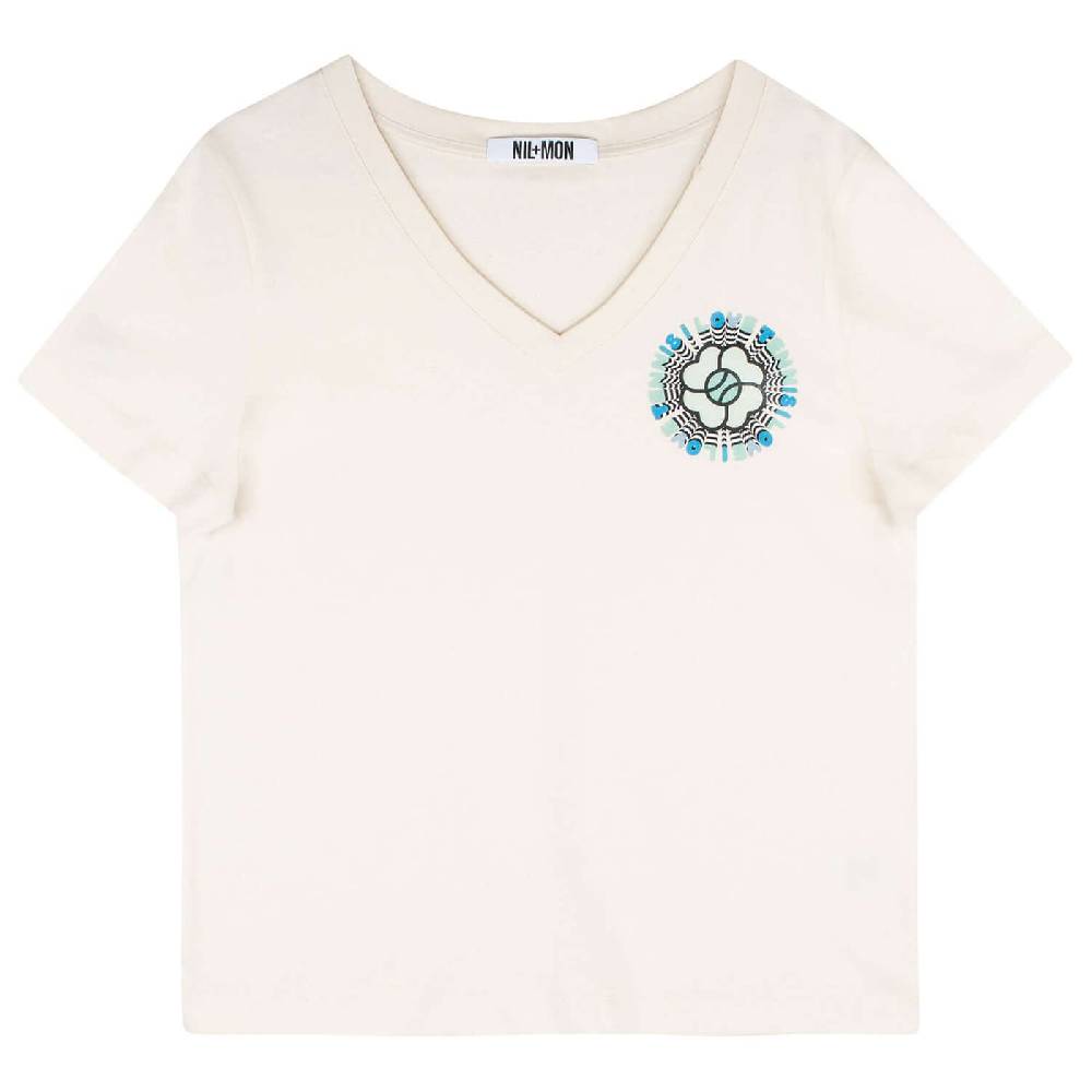 NIL+MON V-Neck Shirt "Circle Blue" Online Shopping
