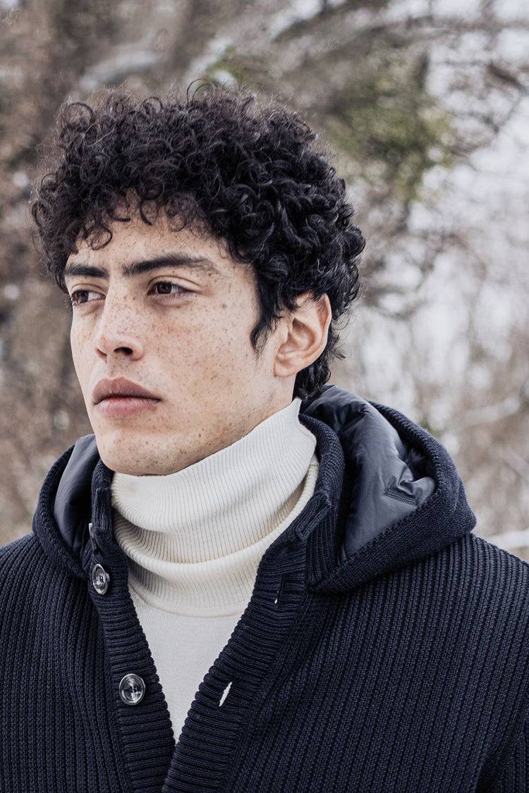 Phil Petter Hybrid-Kapuzenknopfjacke aus Merinowolle und Nylon-Stepp Tiefpreis