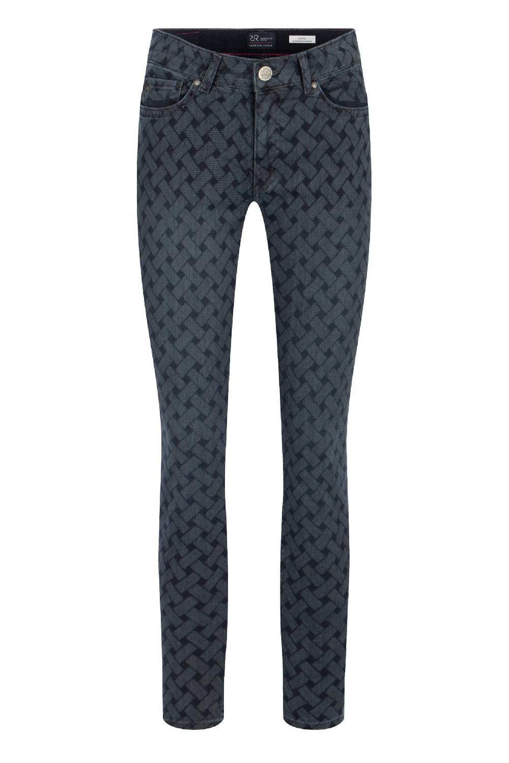 Raffaello Rossi 5-Pocket Slim lang Mid Waist gemustert: SUZY L Letzter Tag