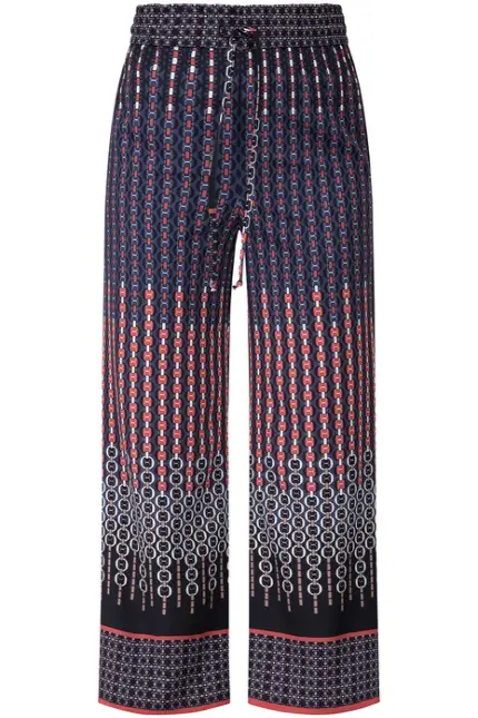 Recover Pants Weichfließende Sommerhose in marine/rot/weiß/braun Artikelnummer REC-13010-3921-430 Online