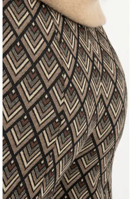 Recover Pants Jacquard-Strickhose Jasmin in SCHWARZ/ BRAUN/ BEIGE Artikelnummer REC-13409-4322-962 Lagerräumung