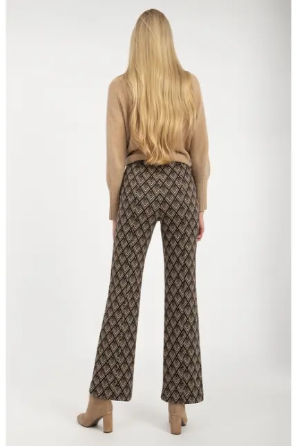 Recover Pants Jacquard-Strickhose Jasmin in SCHWARZ/ BRAUN/ BEIGE Artikelnummer REC-13409-4322-962 Lagerräumung