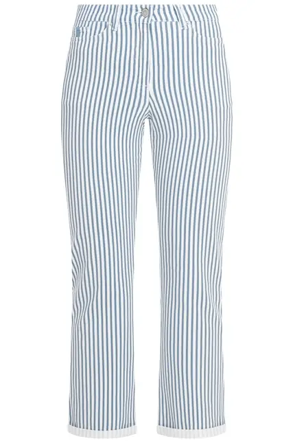 Recover Pants Frieda, Straght-Fit Hose in STREIFEN ECRU/ BLAU Artikelnummer REC-13395-4149-400 Top Angebot