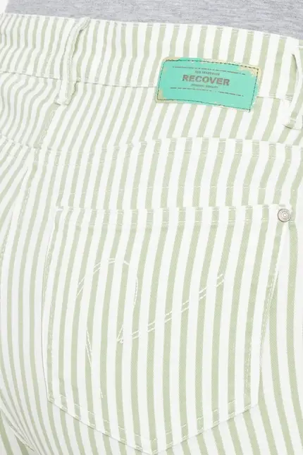 Recover Pants Frieda, Straght-Fit Hose in STREIFEN ECRU/ GRÜN Artikelnummer REC-13395-4149-500 Neueste Mode