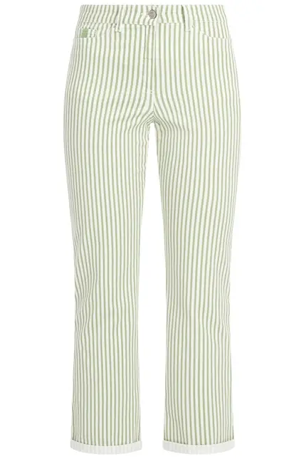 Recover Pants Frieda, Straght-Fit Hose in STREIFEN ECRU/ GRÜN Artikelnummer REC-13395-4149-500 Neueste Mode