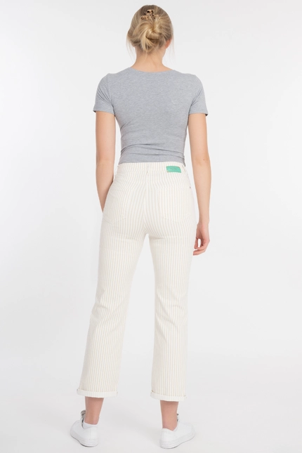 Recover Pants Frieda, Straght-Fit Hose in STREIFEN ECRU/ BEIGE Artikelnummer REC-13395-4149-202 Online Outlet