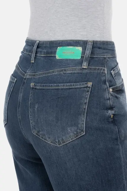 Recover Pants Gianna, Relaxed-Fit Jeans mit raffiniertem Verschluß in dark blue Artikelnummer REC-13388-4279-148 Riesige Ersparnisse