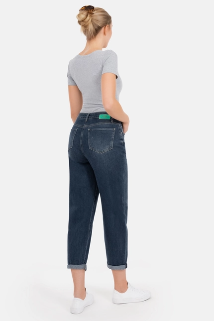 Recover Pants Gianna, Relaxed-Fit Jeans mit raffiniertem Verschluß in dark blue Artikelnummer REC-13388-4279-148 Riesige Ersparnisse