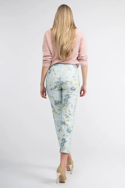 Recover Pants 5-Pocket Druckhose in HELLBLAU-BLAU-ZITRONE-ECRU Artikelnummer REC-12820-01-3992-65 Bis zu 60% Rabatt