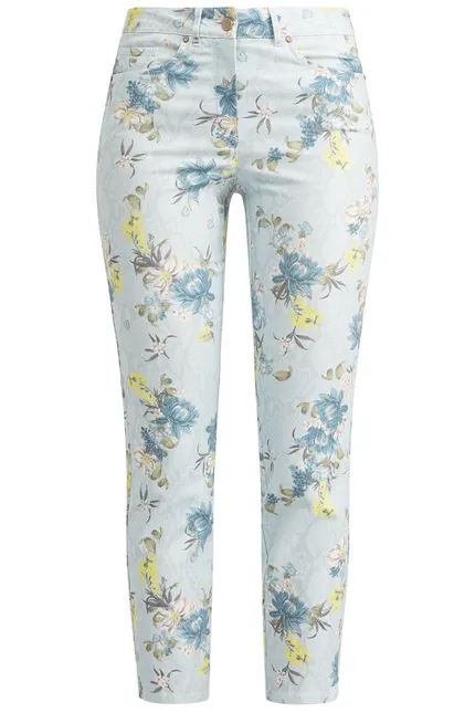 Recover Pants 5-Pocket Druckhose in HELLBLAU-BLAU-ZITRONE-ECRU Artikelnummer REC-12820-01-3992-65 Bis zu 60% Rabatt