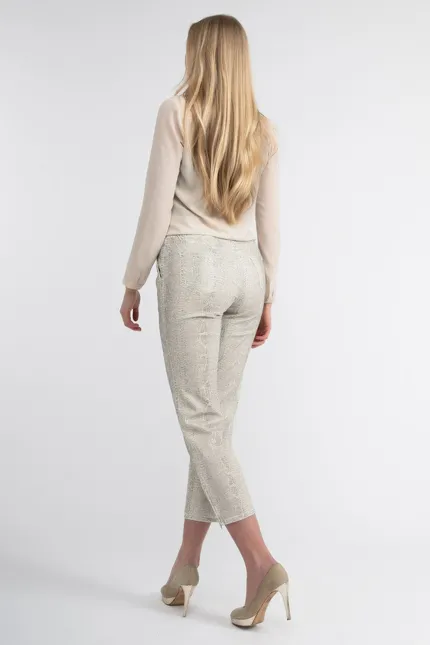 Recover Pants Hose mit Reptilprint in ECRU-ANTHRAZIT Artikelnummer REC-12664-01-4024-183 Im Verkauf