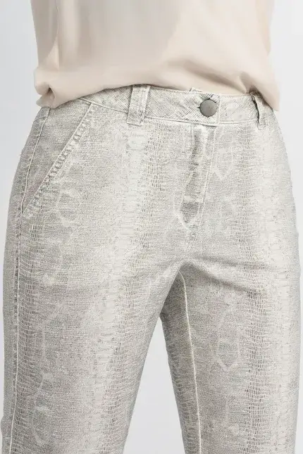 Recover Pants Hose mit Reptilprint in ECRU-ANTHRAZIT Artikelnummer REC-12664-01-4024-183 Im Verkauf