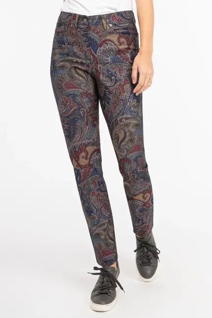 Recover Pants Hose mit Paisleydruck in DRUCK SCHWARZ-ROT-BLAU-BRAUN Artikelnummer REC-12563-4070-9 Blitzverkäufe
