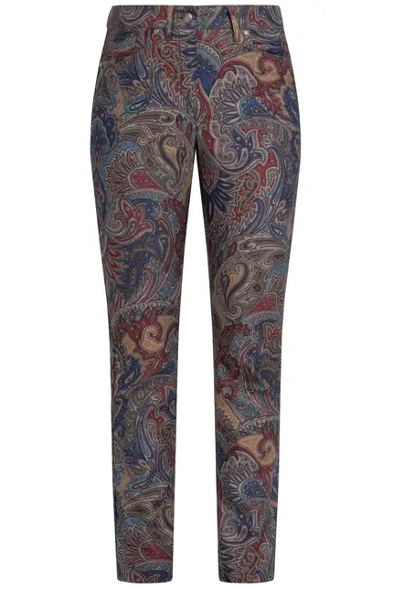 Recover Pants Hose mit Paisleydruck in DRUCK SCHWARZ-ROT-BLAU-BRAUN Artikelnummer REC-12563-4070-9 Blitzverkäufe