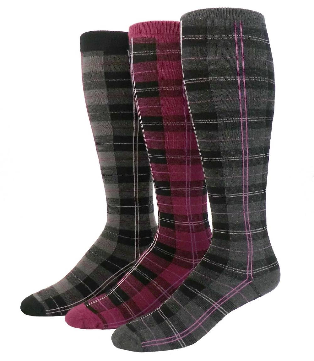 Shimasocks Damen Karo Kniestrümpfe 3er Pack Fabrikpreis