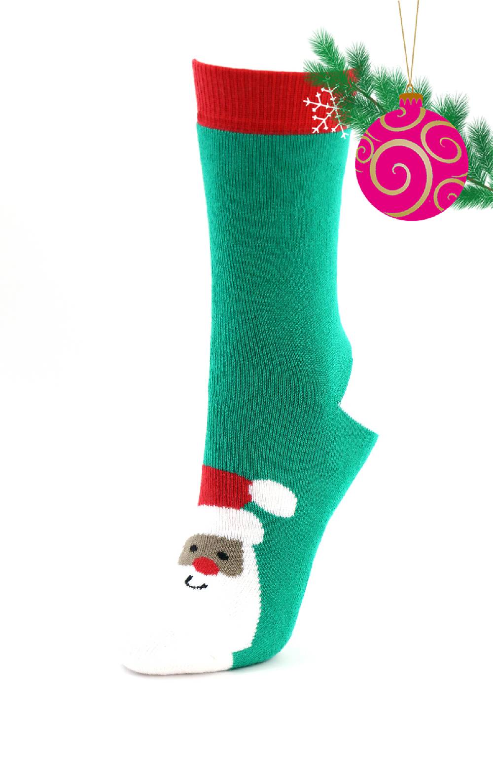 Shimasocks Nikolaus Söckchen grün weiß "Santa Claus" Vollplüsch Thermo Cyber Monday