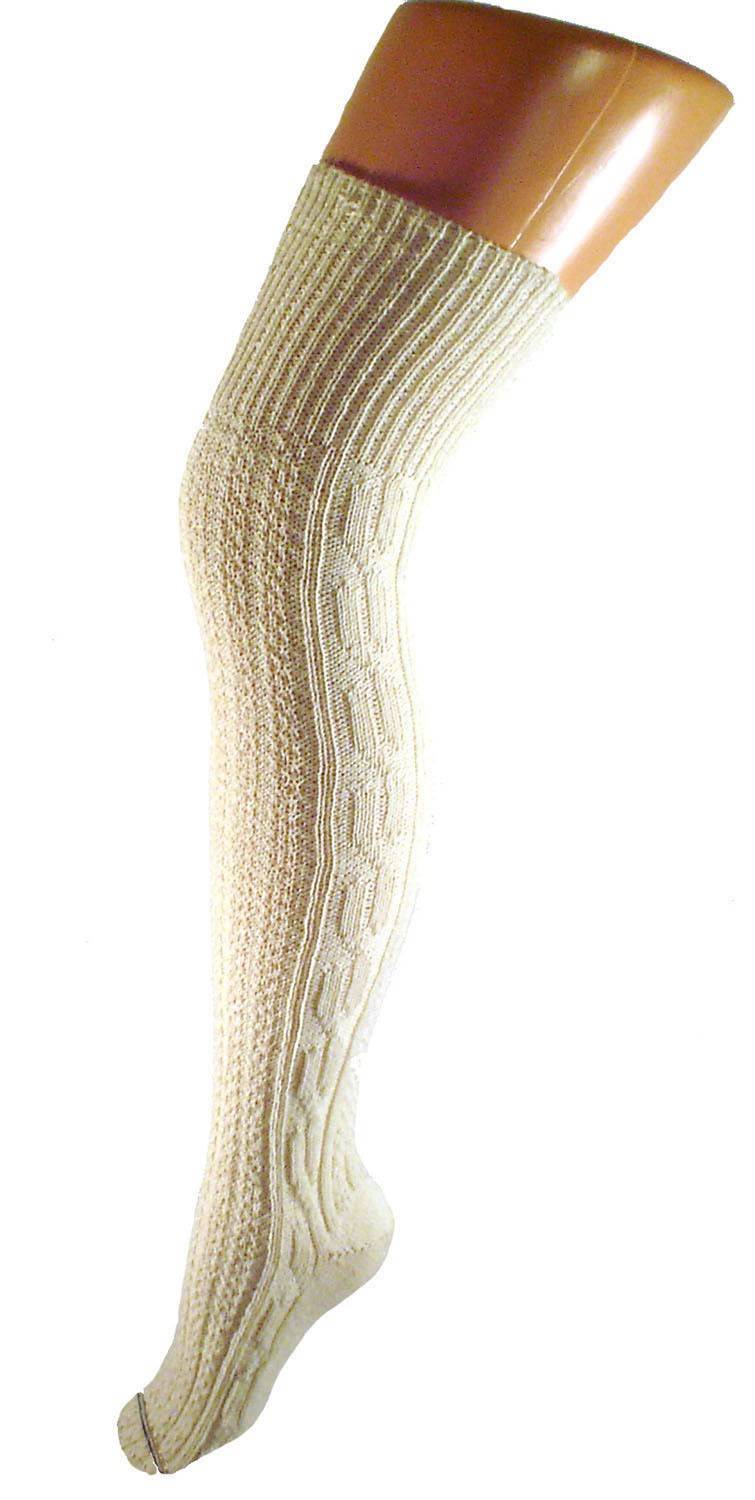 Shimasocks Damen Overknees Trachtenstrümpfe Wolle-Seide