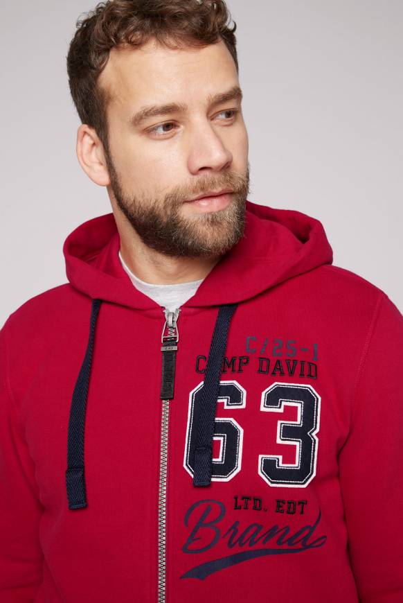 Soccx Kapuzensweatjacke mit Retro-Artwork royal red Blitzangebot