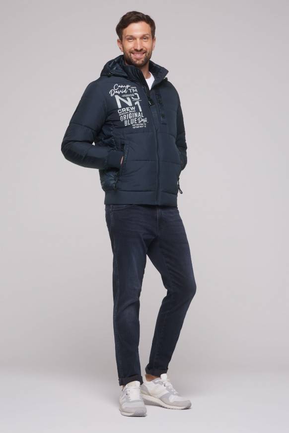 Soccx Steppjacke im Materialmix mit abtrennbarer Kapuze blue navy Super Sparpreis