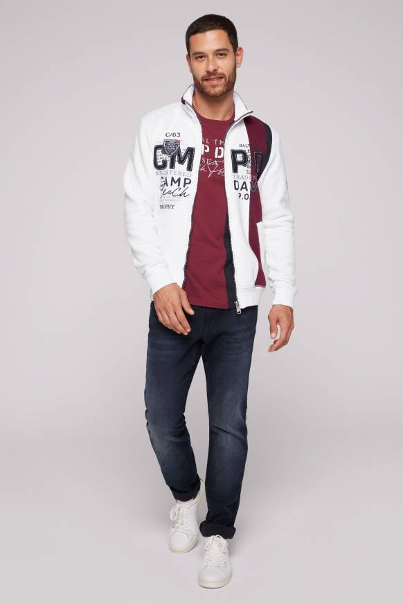 Soccx Sweatjacke mit Color-Blocking und Artworks opticwhite Sonderangebot der Fabrik