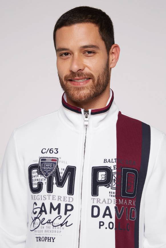 Soccx Sweatjacke mit Color-Blocking und Artworks opticwhite Sonderangebot der Fabrik