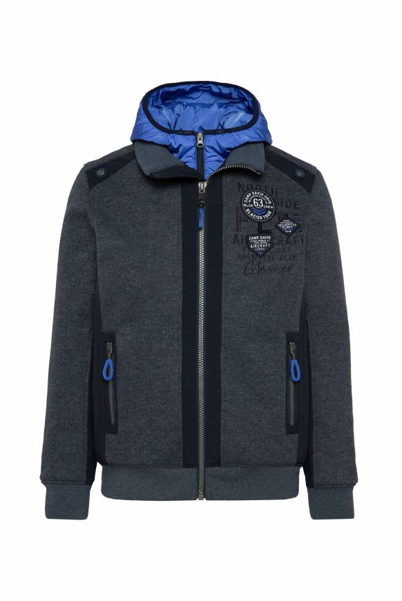 Soccx Strickfleecejacke mit abtrennbaren Kapuzen-Einsatz blue navy melange Vierteljährliche Förderung