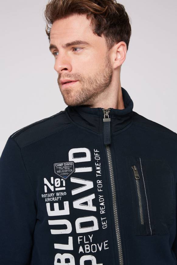 Soccx Sweatjacke mit tonigen Ripstop-Details blue navy Bis zu 55% Rabatt