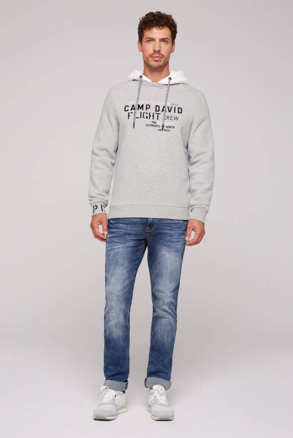 Soccx Sweatshirt mit Kontrastkapuze und Logo-Stickereien granite melange Nur noch ein Tag übrig