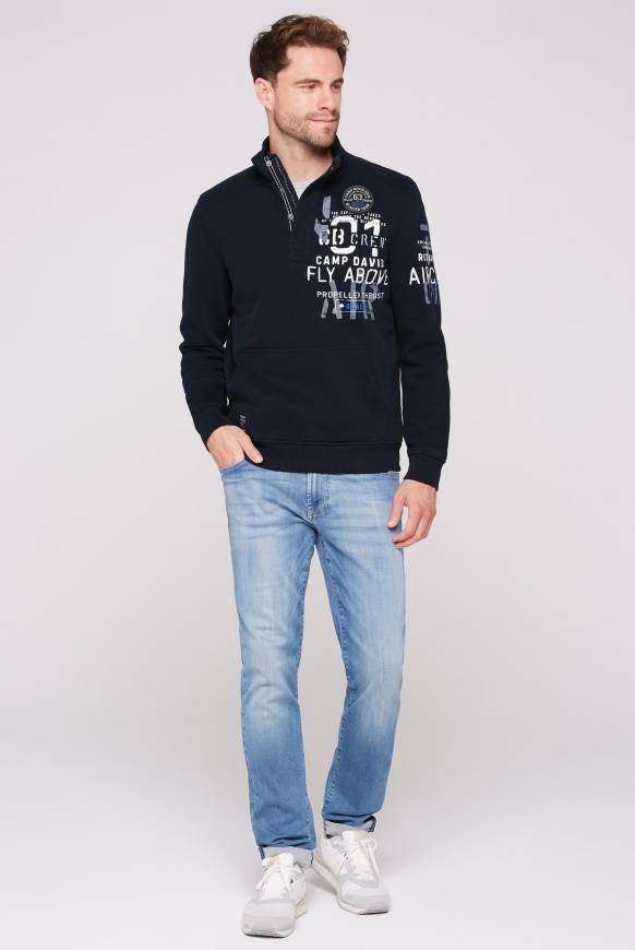 Soccx Troyer-Sweatshirt mit Artworks blue navy 50% Rabatt mit kostenlosem Versand