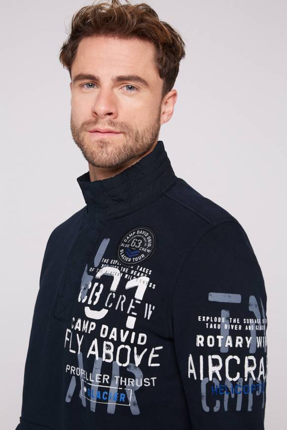 Soccx Troyer-Sweatshirt mit Artworks blue navy 50% Rabatt mit kostenlosem Versand